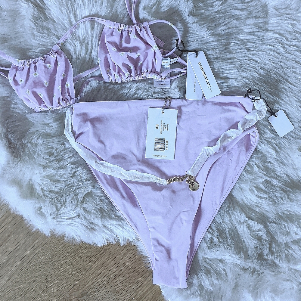 Whowhatwear bikini top and high waist swim bottom